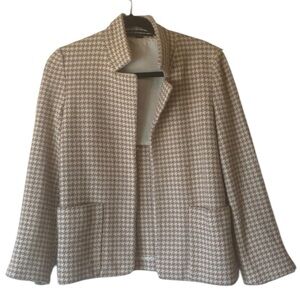 VTG Ellen Tracy Wool Cashmere Houndstooth Jacket – Size 2, Hip Length, Classic